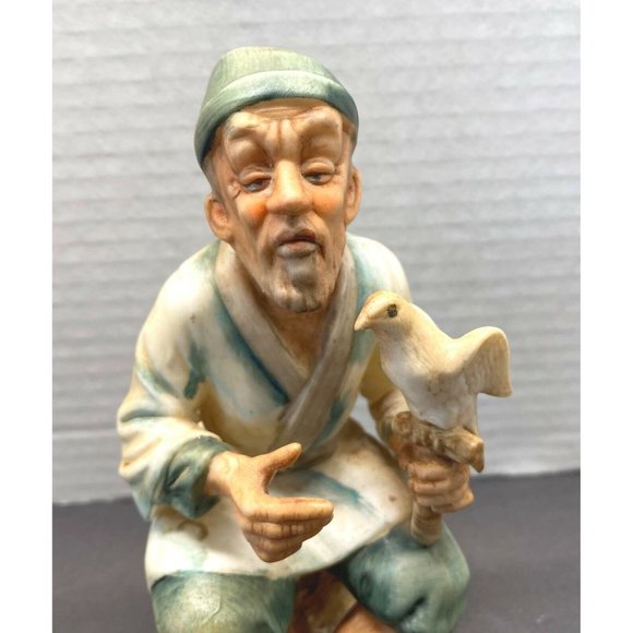Vintage Napcoware  Old Man Sitting with Bird Figurine C5701 Hand Painted 6.5" - Picture 5 of 9
